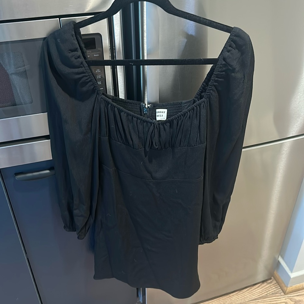 Aritzia Sunday Best Delilah Long sleeve Black Dress Black